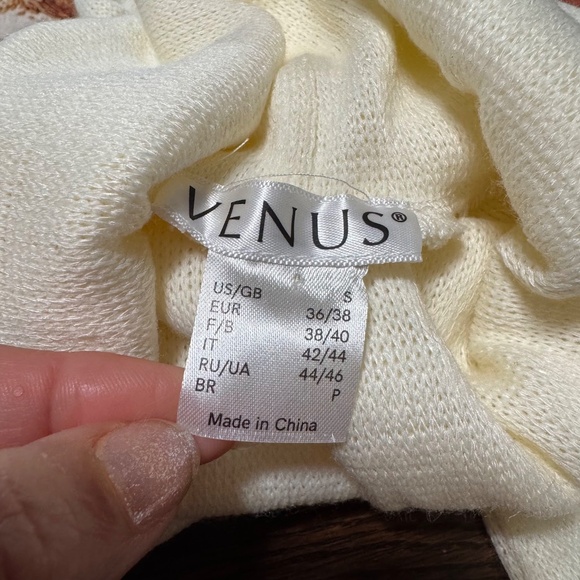 Venus Women's Cream Sleeveless Tie Waist Tunic Sweater Turtleneck Top Size S - Picture 5 of 5